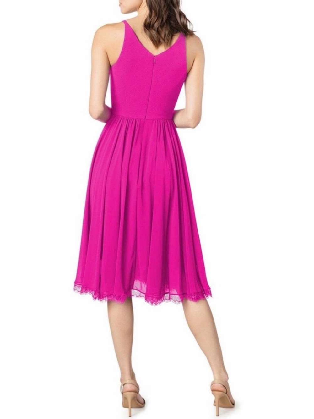 Hot Pink V-Neck Spaghetti Strap Dress - Picture 3 of 16